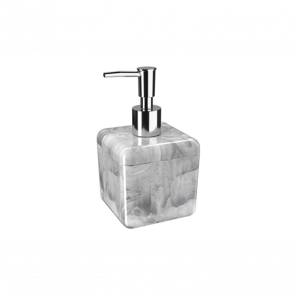 Porta Sabonetelíquido E álcool Gel Cube 8,5x8,5x15 330 Ml Mármore Branco Coza