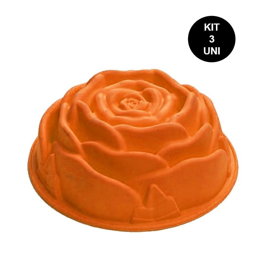 Forma De Silicone Rosa Flor Bolo Torta Kit 3 Uni