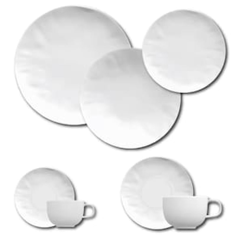 Aparelho de Jantar, Chá, Café e Sobremesa 42 Peças Germer Orgânico em Porcelana – Branco