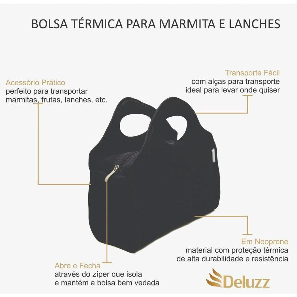 Bolsa Térmica Para Marmita Lanches Deluzz- Black