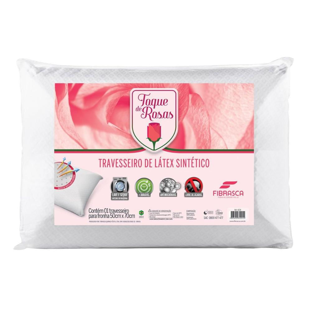 Travesseiro Látex Toque de Rosas Lavável p/Fronha (50x70) - Fibrasca