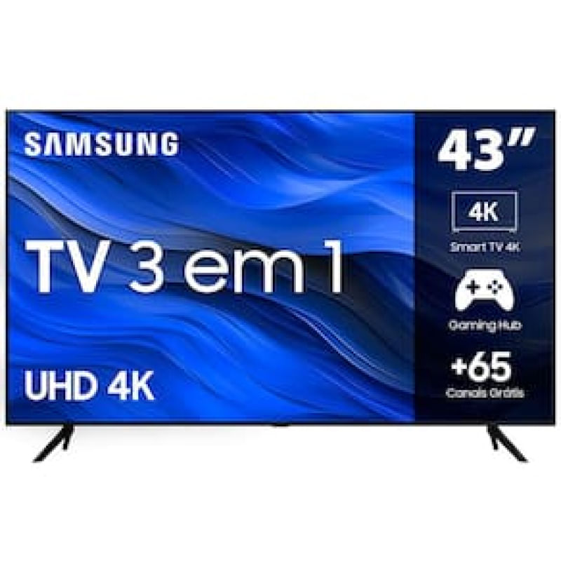 Smart TV 43" UHD 4K Samsung 43CU7700, Processador Crystal 4K, Samsung Gaming Hub, Visual Livre de Cabos, Tela sem limites, Alexa built in