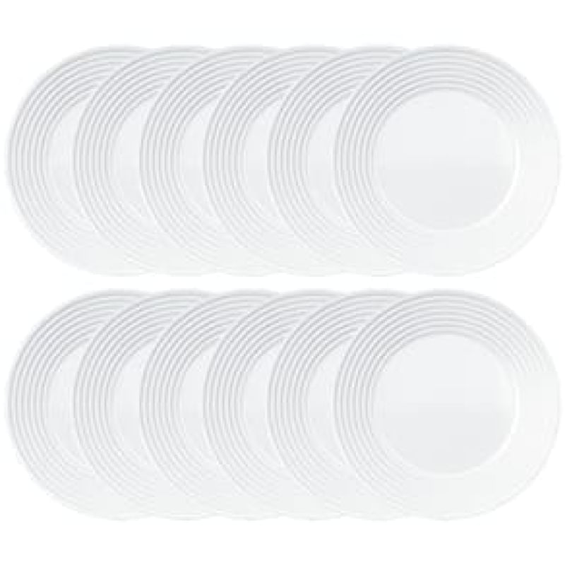 Conjunto de Pratos Rasos Duralex Saturno em Vidro 26 cm Branco – 12 Peças