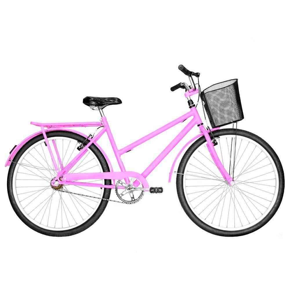 Bicicleta Feminina Aro 26 Poti Alumínio Natural Cor Rosa