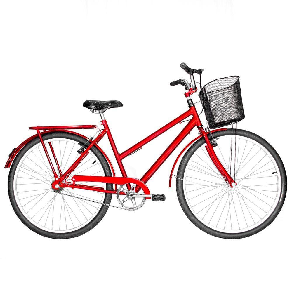 Bicicleta Feminina Aro 26 Poti Alumínio Natural Cor Vermelha