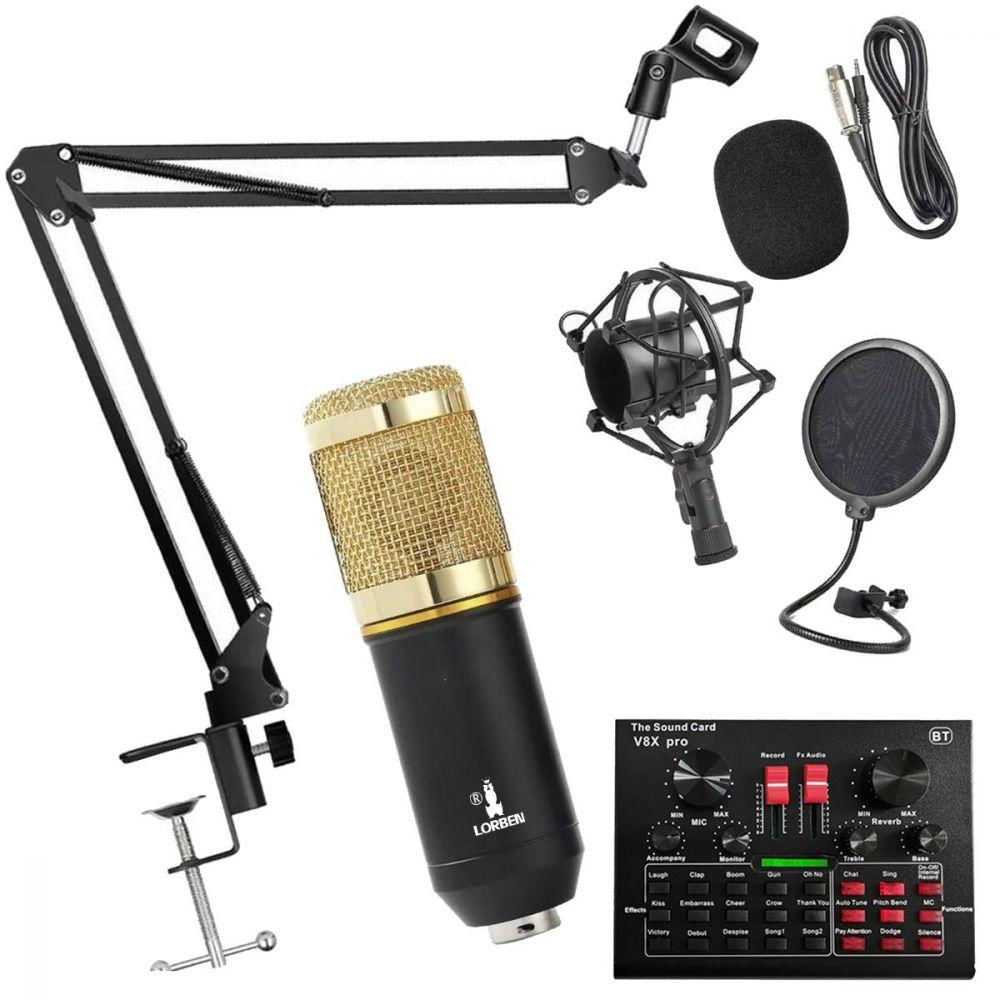 Kit Completo Microfone Bm800 com Mini Placa V8x Live Sound