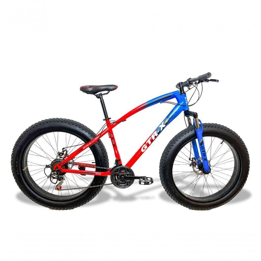 Bicicleta Gtr-x Aro 26 Pneus 4.0 Shimano Vermelha/azul