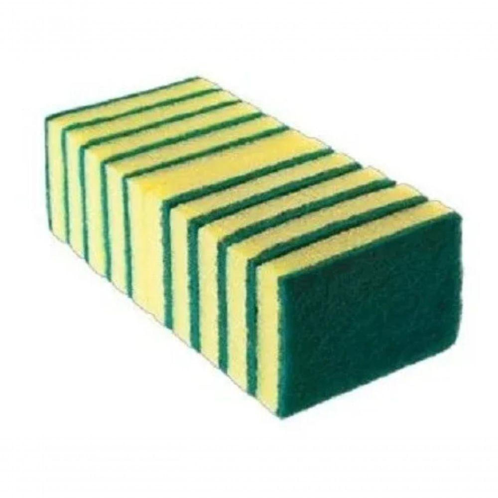 Esponja Dupla Face Verde Amarela Sem Embalagem - 200 Uni