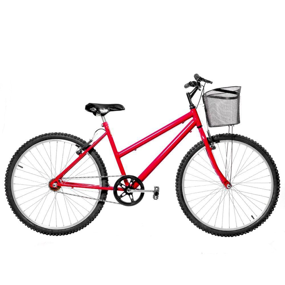 Bicicleta Feminina Aro 26 Mtb Alumínio Natural Cor Vermelha