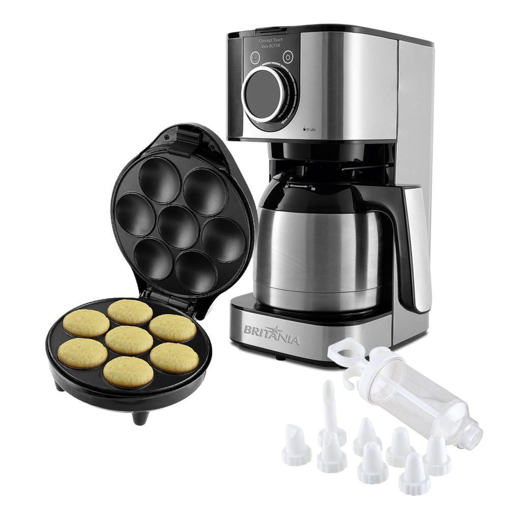 Kit Cozinha Britânia Cafeteira Concept Inox Bcf39i &amp; Cupcake Maker 3 127v 110v