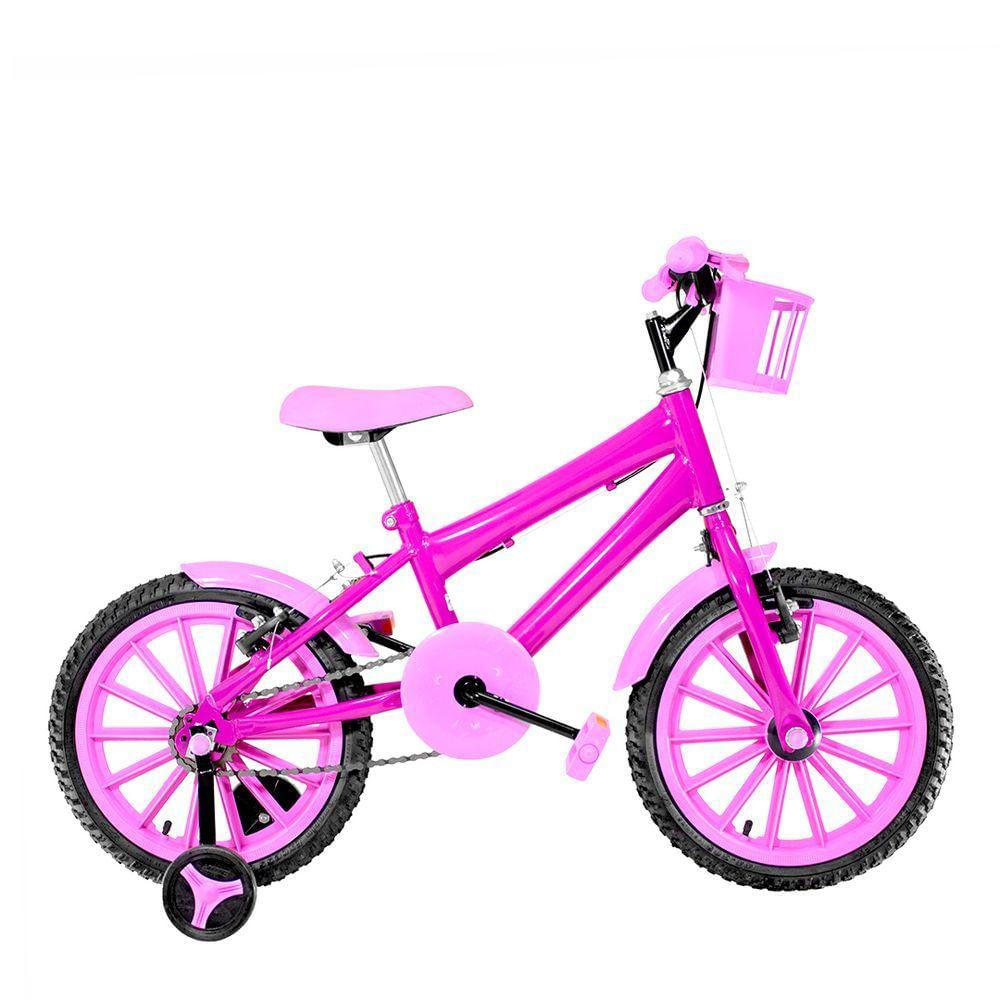 Bicicleta Infantil Feminina Aro 16 Nylon Cor Pink E Rosa