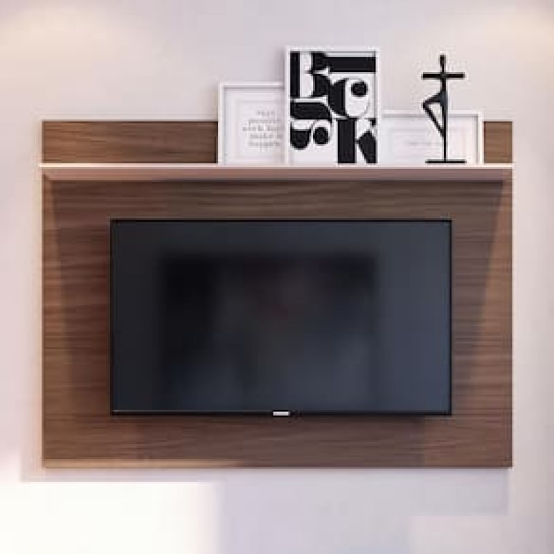Painel Colibri Maia com 135 cm de Largura, Ideal para TV de até 55 Marrom Chocolate