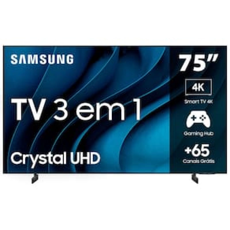 Smart TV 75" Crystal 4K Samsung CU8000, Dynamic Crystal Color, Gaming Hub, Design AirSlim, Tela sem limites, Alexa built in, Controle Remoto Único