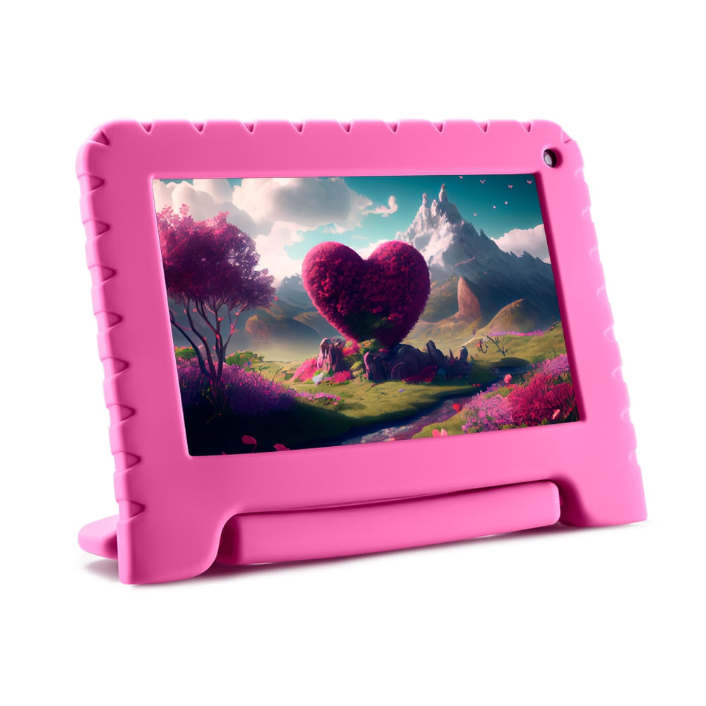 Tablet Kid Pad Rosa 4GB RAM + 64GB + Tela 7 pol + Wi-fi + Android 13 Quad Core Multi - NB411 NB411