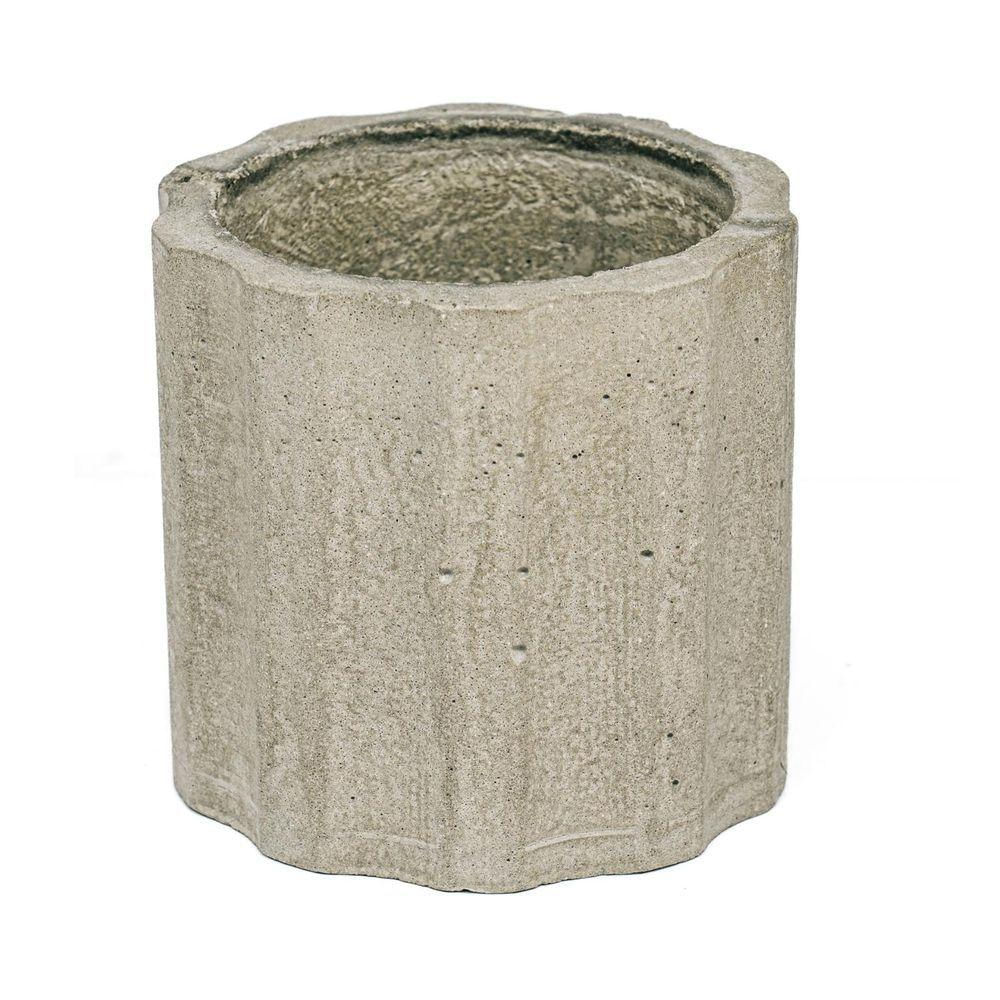 Vaso De Concreto Artesanal Decorativo Listras 9,8Cm P Cinza