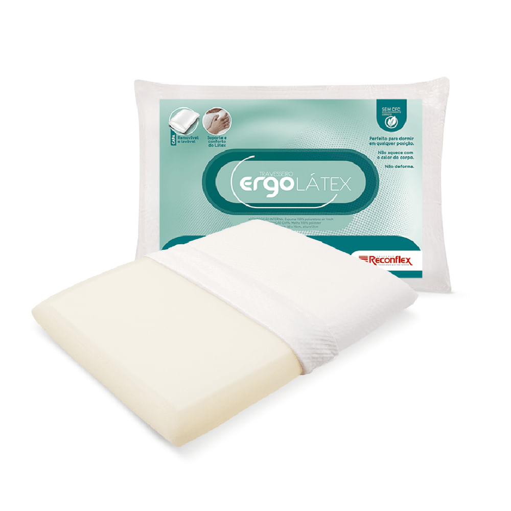 Travesseiro Ergolátex Reconflex 12cm com Espuma Poliuretano HR - Branco