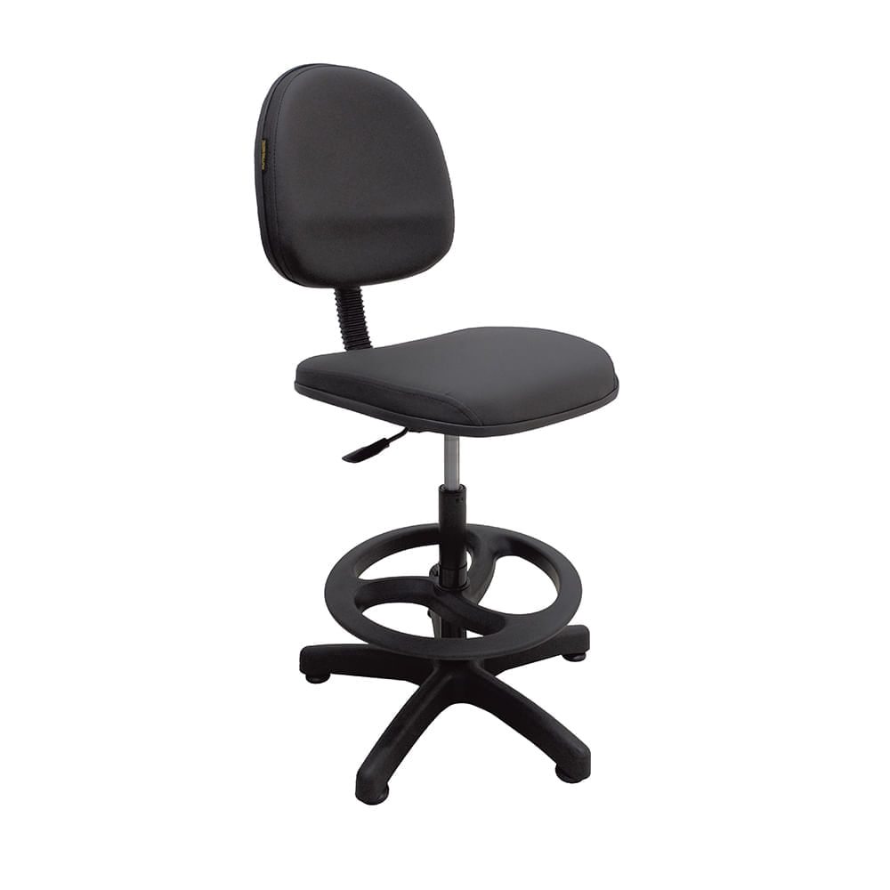Cadeira Caixa 758 em courvin sem costura Base Preta Nylon sem braço Turim - MS System 754218