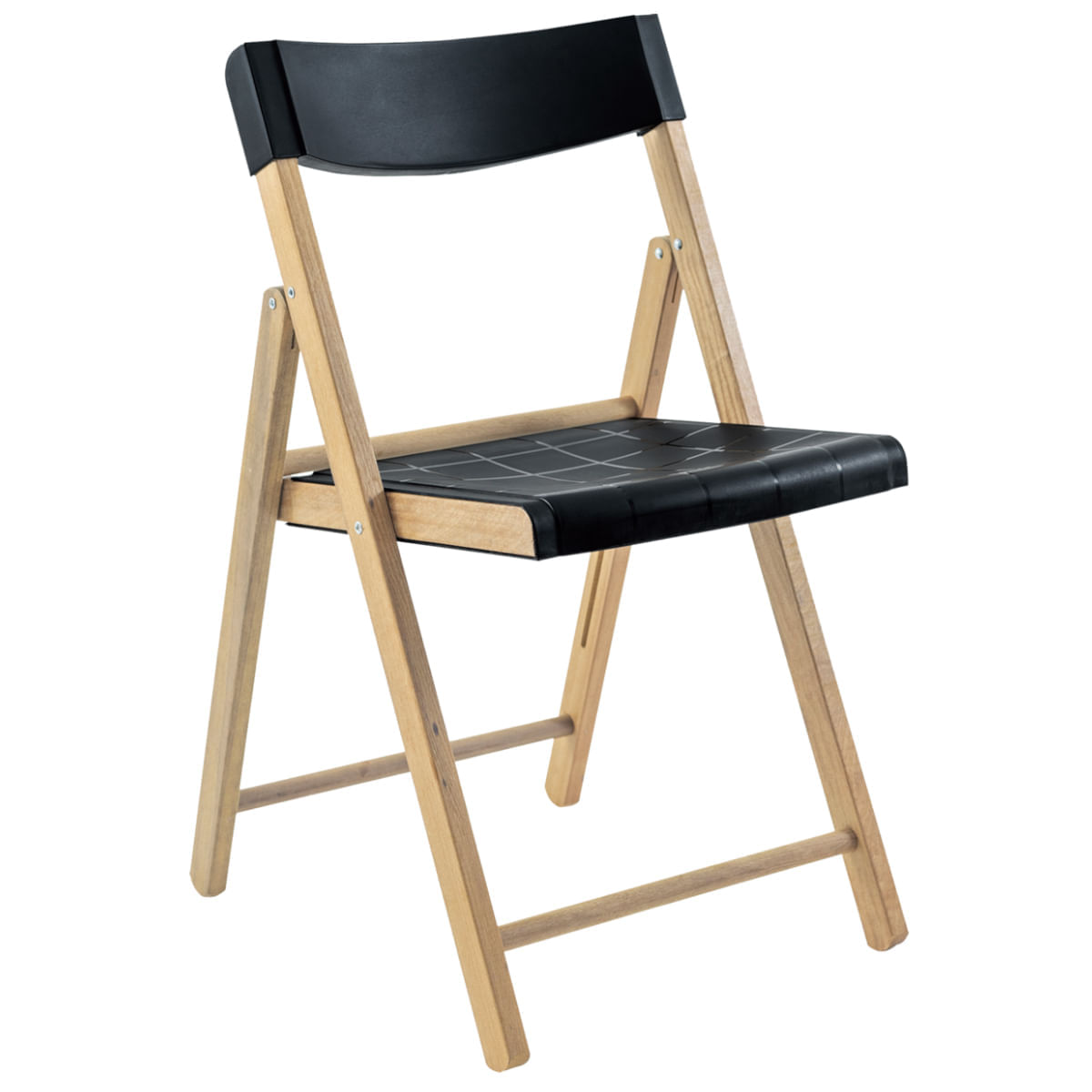 Cadeira de Madeira Dobrável Tramontina Potenza Itaúba Natural com Assento e Encosto em Polipropileno Preto
