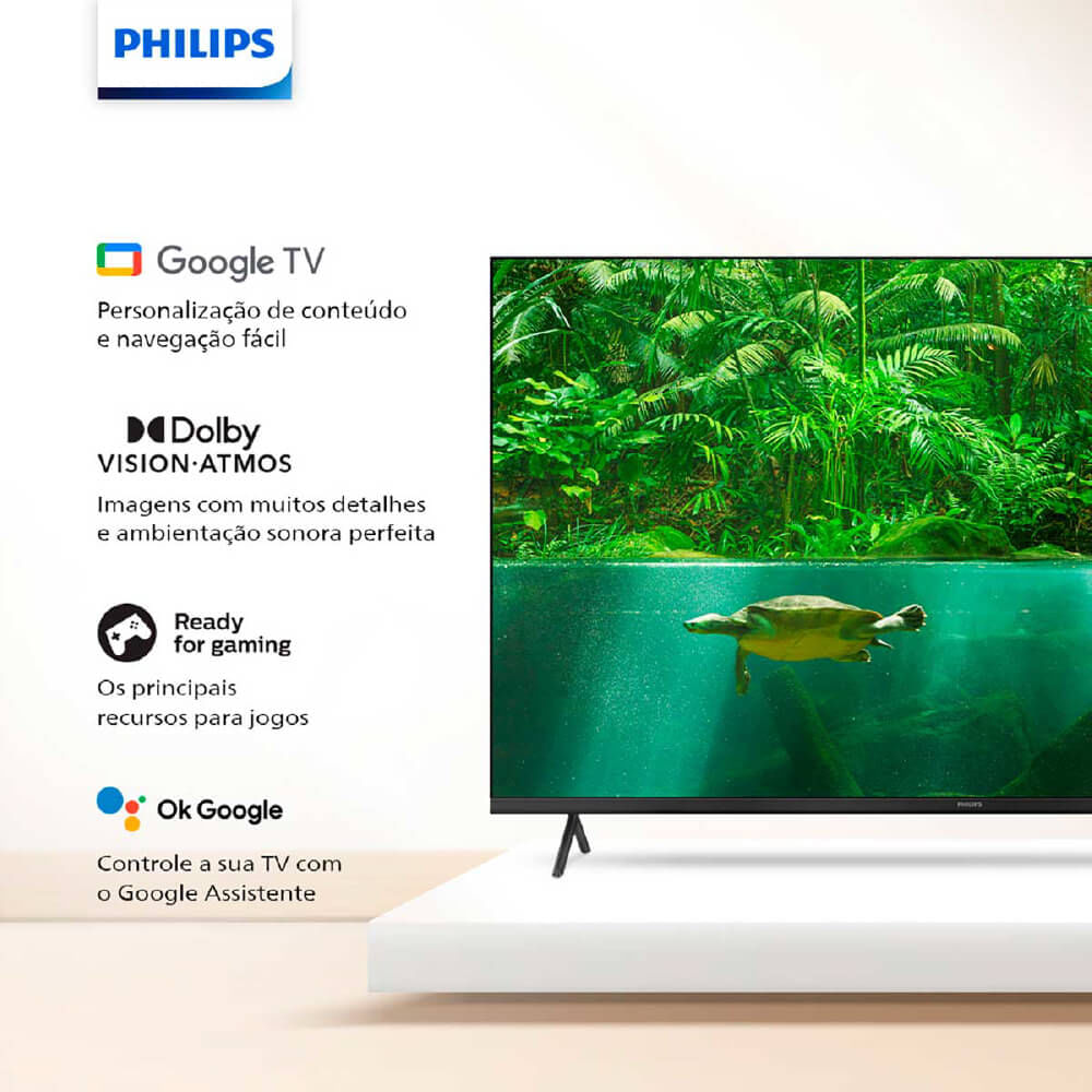 Smart TV Philips 55" LED 4K UHD 55PUG7408/78 Dolby Vision e Atmos Smart TV Philips 55 Polegadas LED 4K UHD 55PUG7408/78 Dolby Vision e Atmos