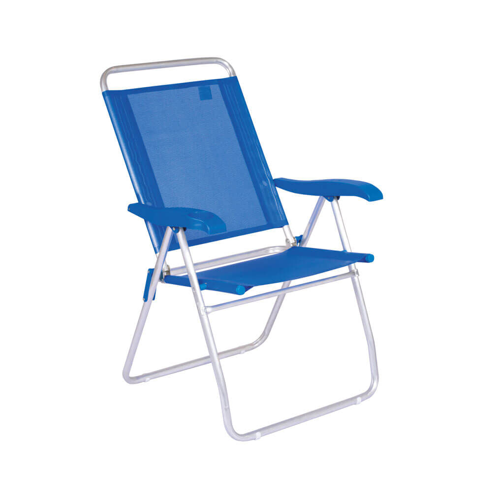 Cadeira de Praia Reclinável MOR 2168 Boreal 4 Posições Alumínio - Azul