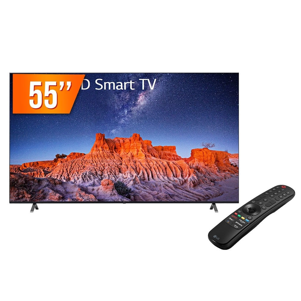 "Smart TV 55"" 4K LG 55UQ801C ThinQ AI Wi-Fi HDR Bluetooth Design Ultrafino - Preta"