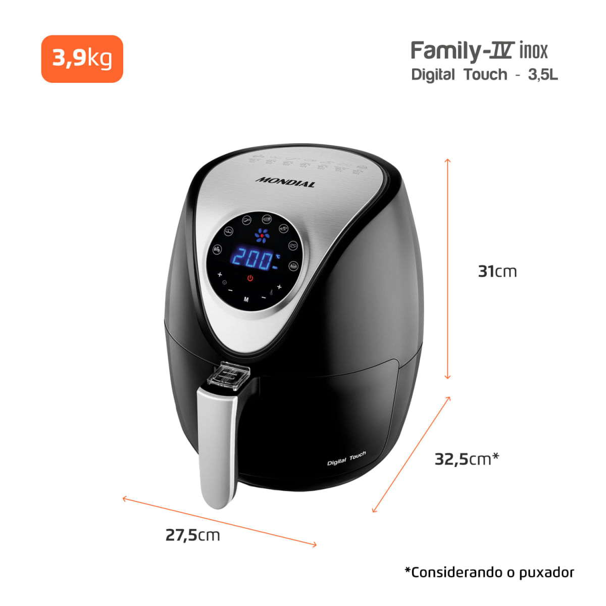 Fritadeira Elétrica Mondial Family IV Inox Digital Touch  AF-30-DI 110V