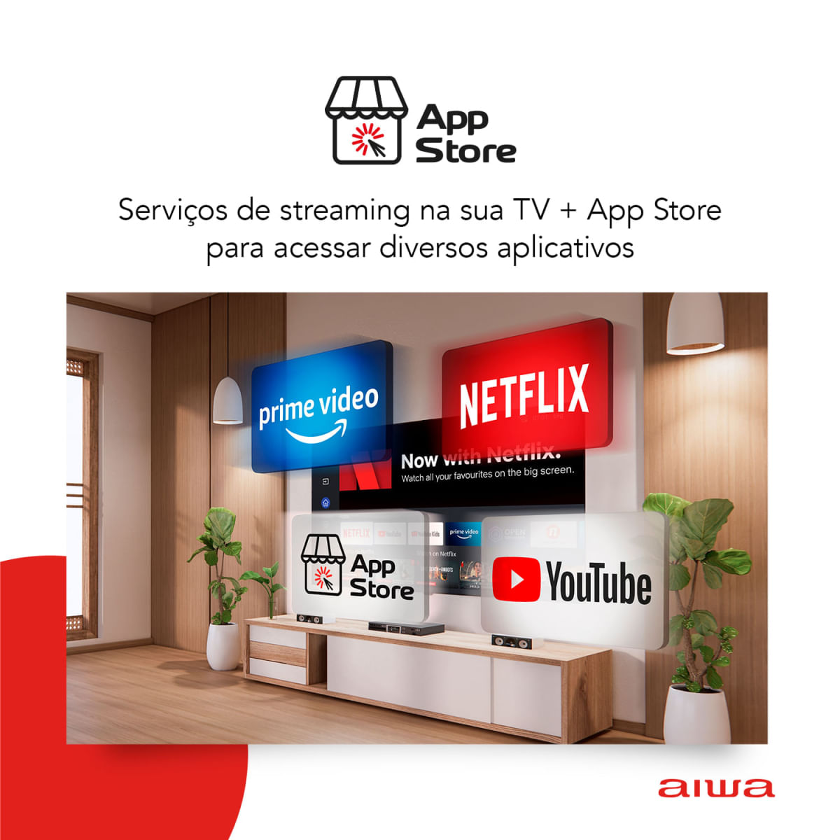 Smart TV AIWA 43” Full HD Borda Ultrafina HDR10 Dolby Áudio AWS-TV-43-BL-01 Bivolt