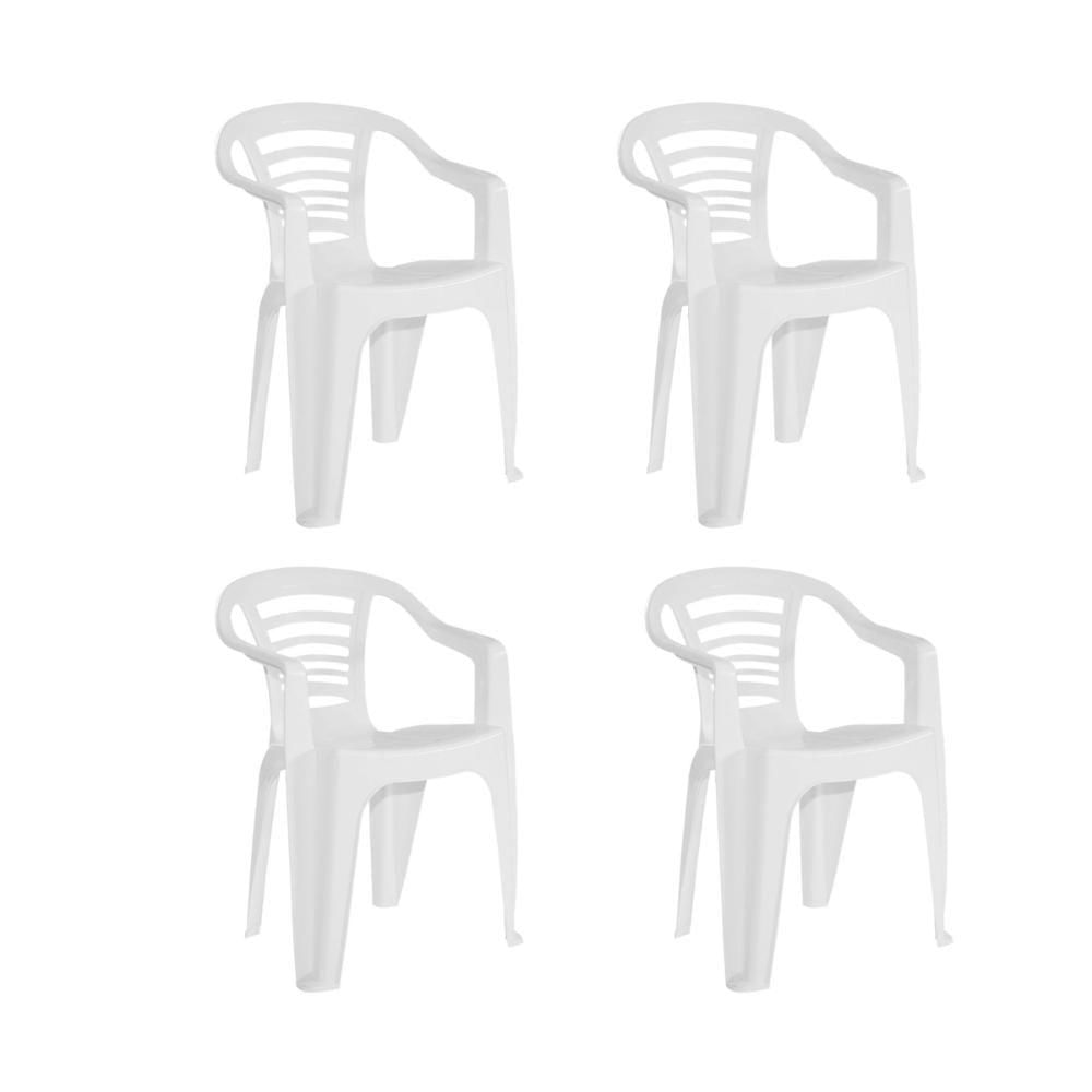 Kit 4 Cadeiras Plásticas De Salão Natal - Branco Branco