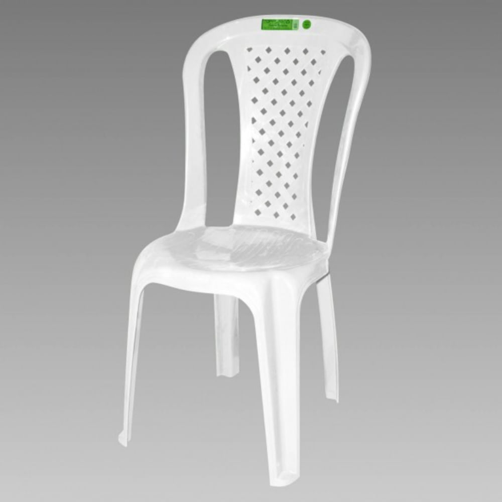 Cadeira de Plástico Valentina TopPlast sem Braço Capacidade Até 120KG - Branca Branco
