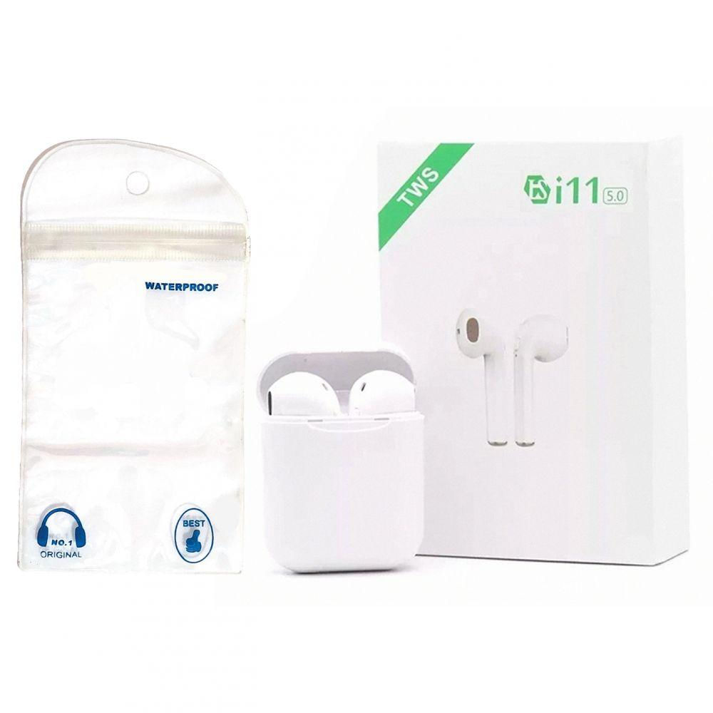 Fone Ouvido Bluetooth 5.0 Tws Case Branco Saco A Prova Dágua