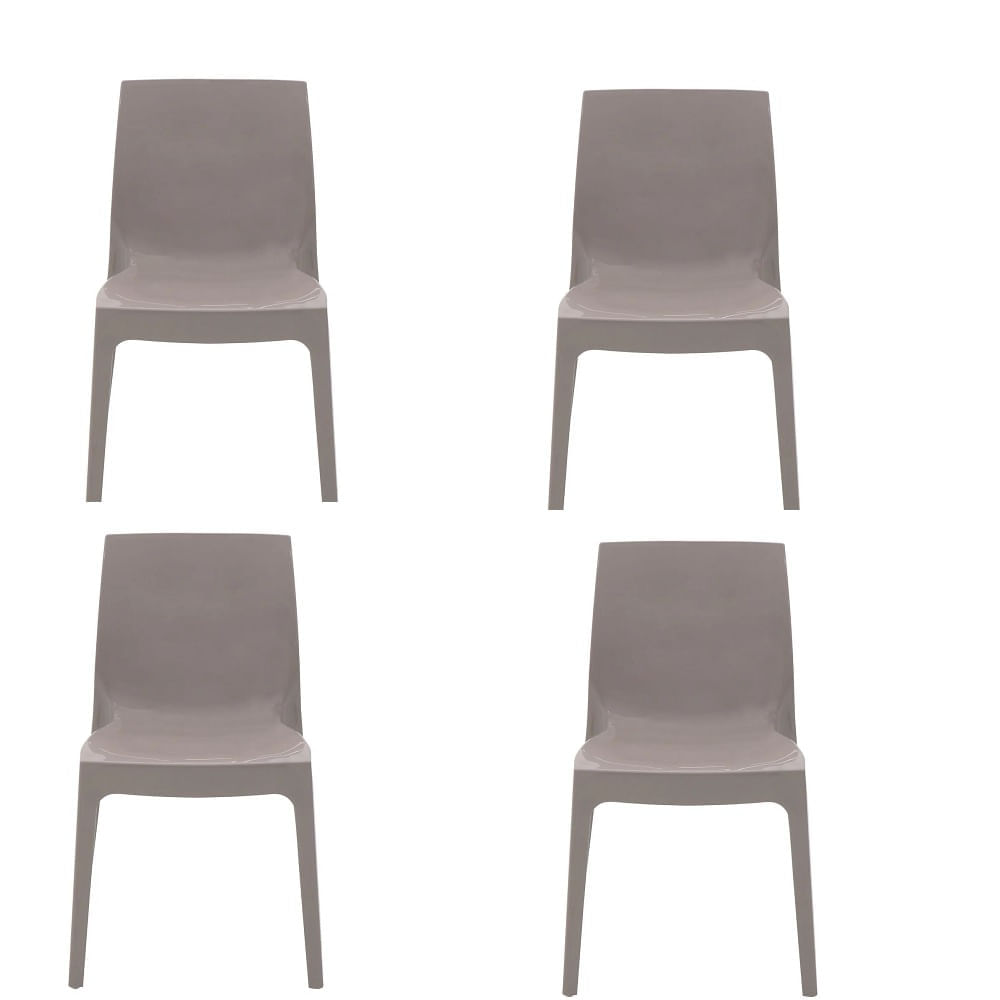 Conjunto de 4 Cadeiras Plásticas Tramontina Alice Camurça N/A