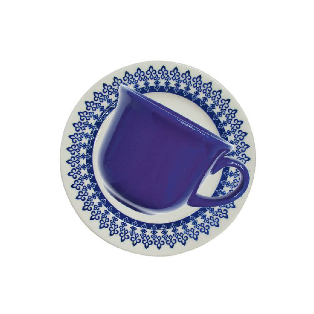 Conjunto de Chá Biona 6 xícaras com pires Donna Grécia - Azul/Off White Azul/Off White