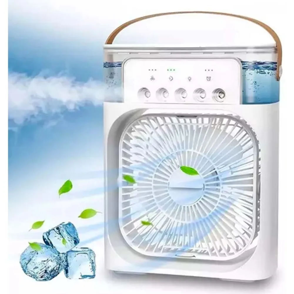 Ventilador Portátil de Mesa Mini Ar Condicionado Umidificador Led - Água e Gelo