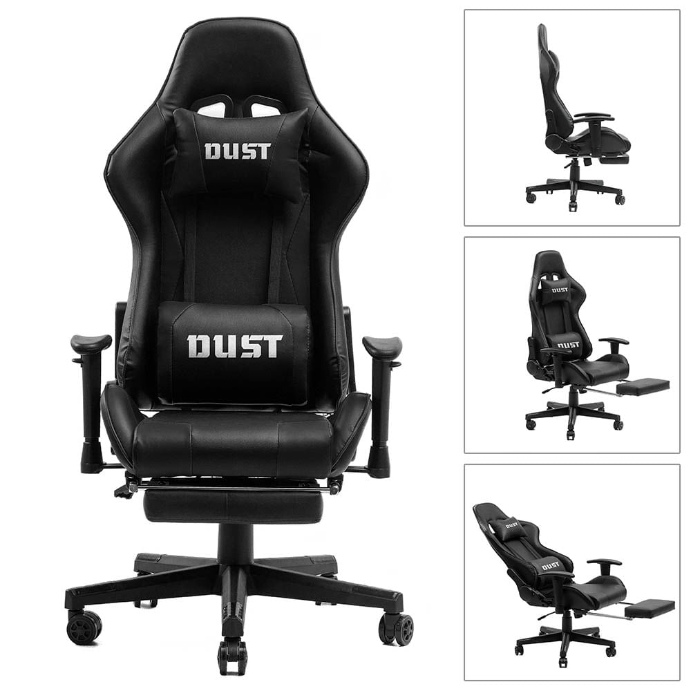 Cadeira Gamer Com Apoio Para As Pernas Retrátil Preto - Dust