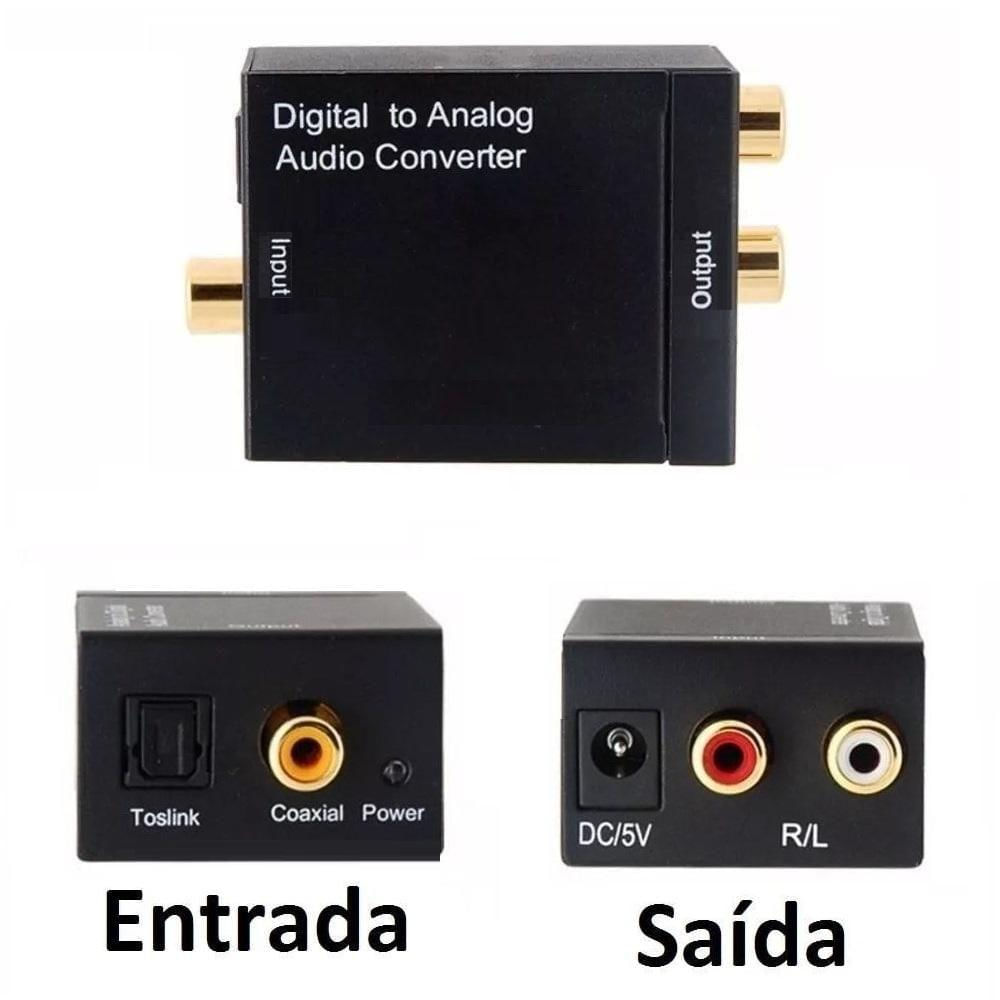 Conversor Áudio Óptico Coaxial Analógico Rca Saída R/l DVD