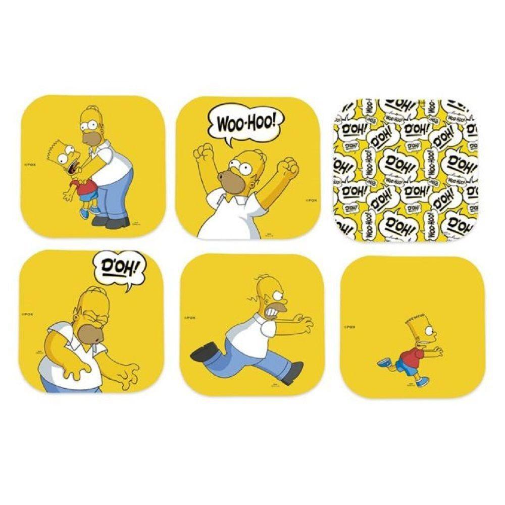 Conjunto Porta Copos Simpsons Homer C/6 Amarelo Trevisan