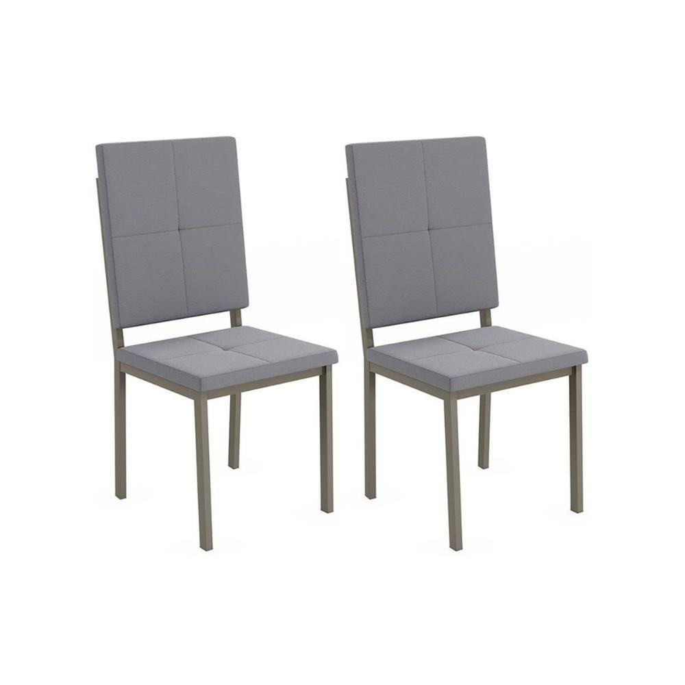 Cadeira De Cozinha Dallan 2c126 Aço Kit 2 Uni Niquel-cinza A050 Suede Veludo - Kappesberg