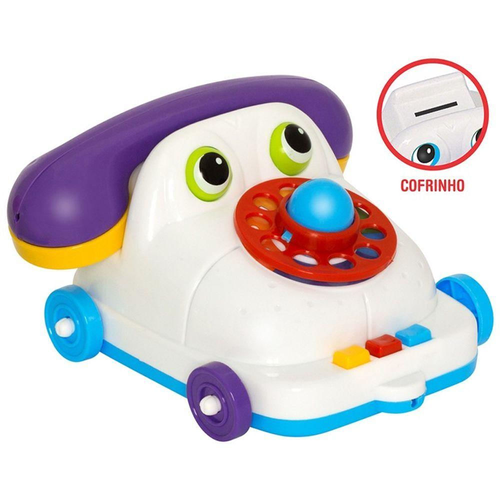 Telefone Infantil Brinquedo Educativo Para Bebe Com Cofrinho Cor:branco