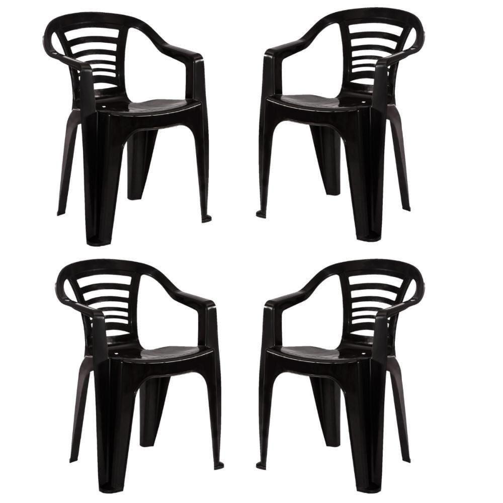 Kit 4 Cadeiras Plásticas De Salão Natal - Preto Preto