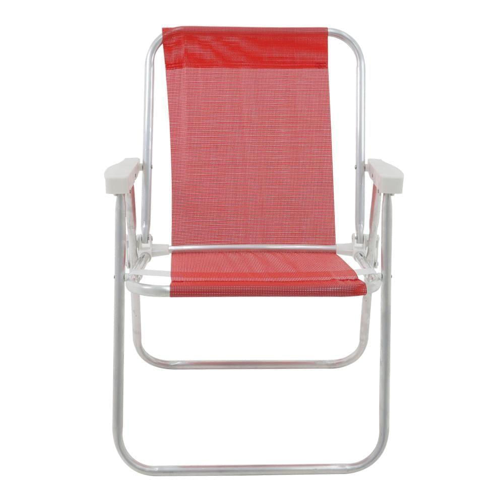 Cadeira Alta Lazy Em Alumínio Vermelha Bel