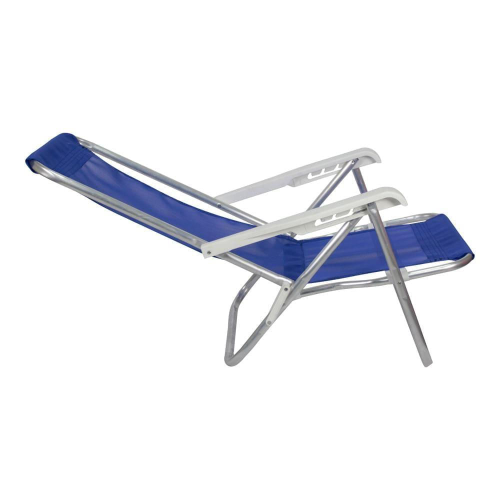 Cadeira Reclinável Lazy 4 Posições Em Alumínio Azul Bel
