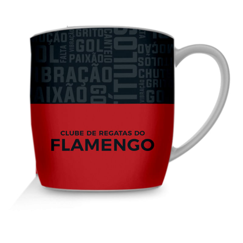 Caneca Porcelana Premium BrasFoot Flamengo 03 300 ML Urban Licenciada Branco