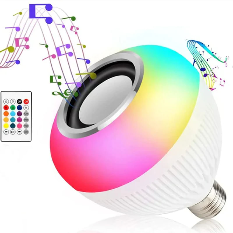 Lampada Bluetooth De Led Caixa De Som Com Controle 12w Rgb Lampada Que toca música