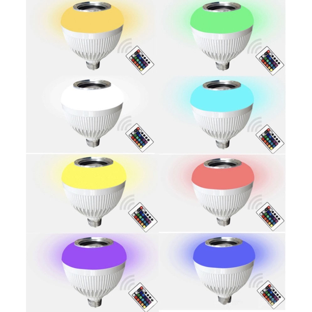 Lampada Bluetooth De Led Caixa De Som Com Controle 12w Rgb Lampada Que toca música