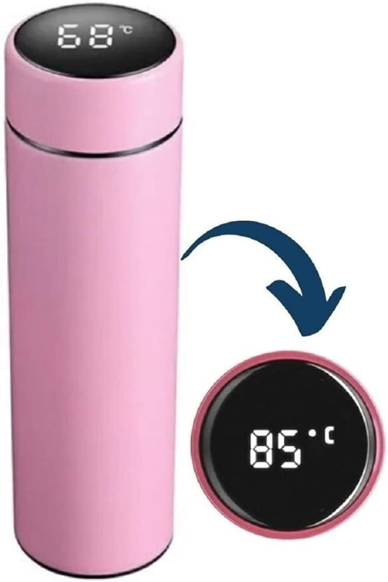 Garrafa Térmica A Vácuo Display LED Temperatura Garrafa de Água de Aço Inoxidável Copo Isolado (rosa)