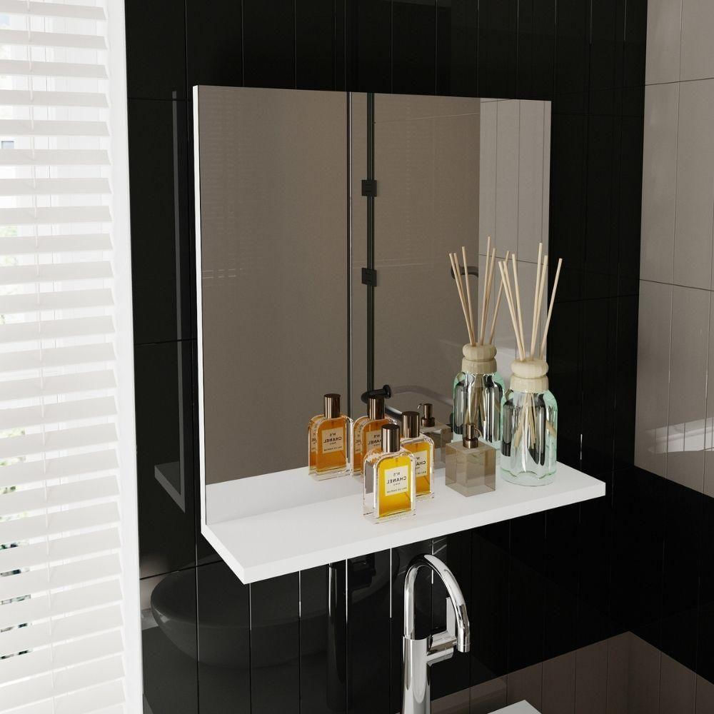 Espelheira Para Banheiro Com 1 Prateleira Bn3642 Tecnomobili Branco Branco