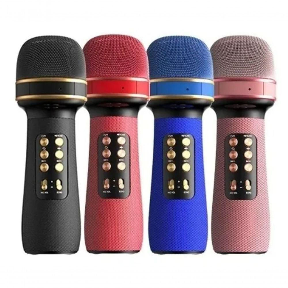 Microfone Bluetooth Karaoke Fm Usb Com Caixa De Som Rádio