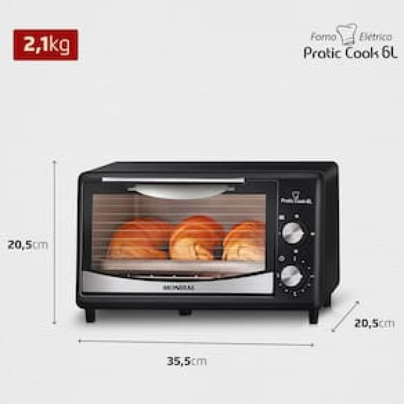 Forno Elétrico Mondial Pratic Cook FR-09 com 6 Litros – Preto preto / 220