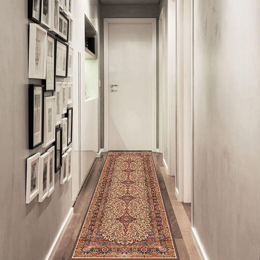 Passadeira Persa Carpet Classic Casa Meva Antiderrapante 240x66 Cm