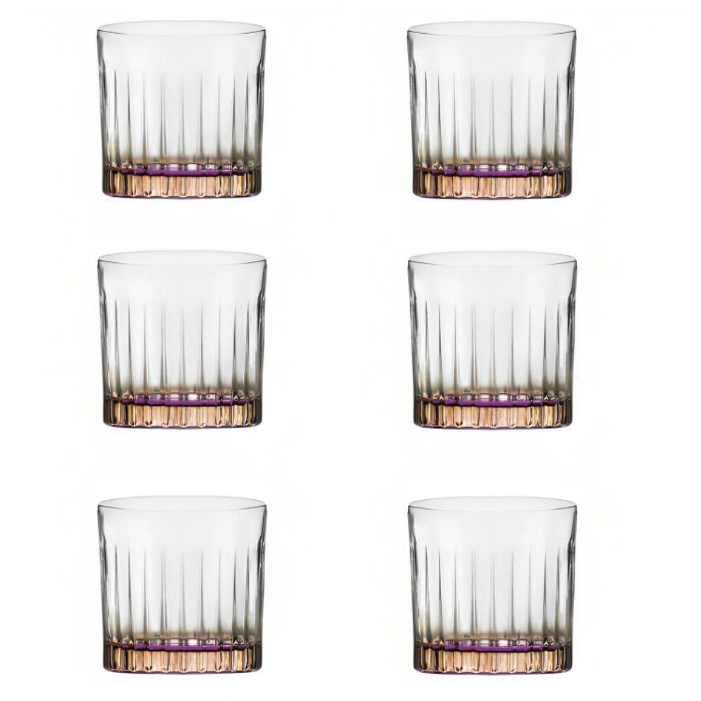 Conjunto De Copos De Cristal Colorido Para água/whisky 6 Peças 360 Ml Biona Oxford